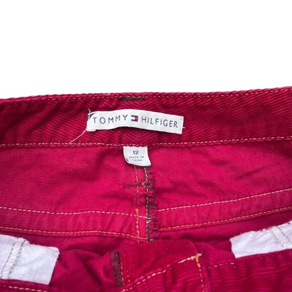 Y2K 2000s Tommy Hilfiger Contrast Stitch Red Corduroy Flare Bootcut Pants 12 - Picture 4 of 8